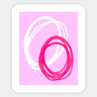 Abstract Pink and White Retro Painting Contemporary Art Sticker